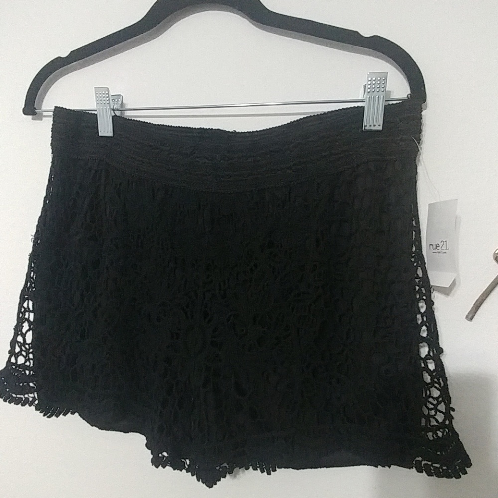 Black Crochet Shorts